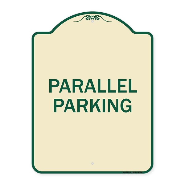 Designer Series Parallel Parking, Tan & Green Heavy-Gauge Aluminum Sign, 24" x 18", TG-1824-23504
